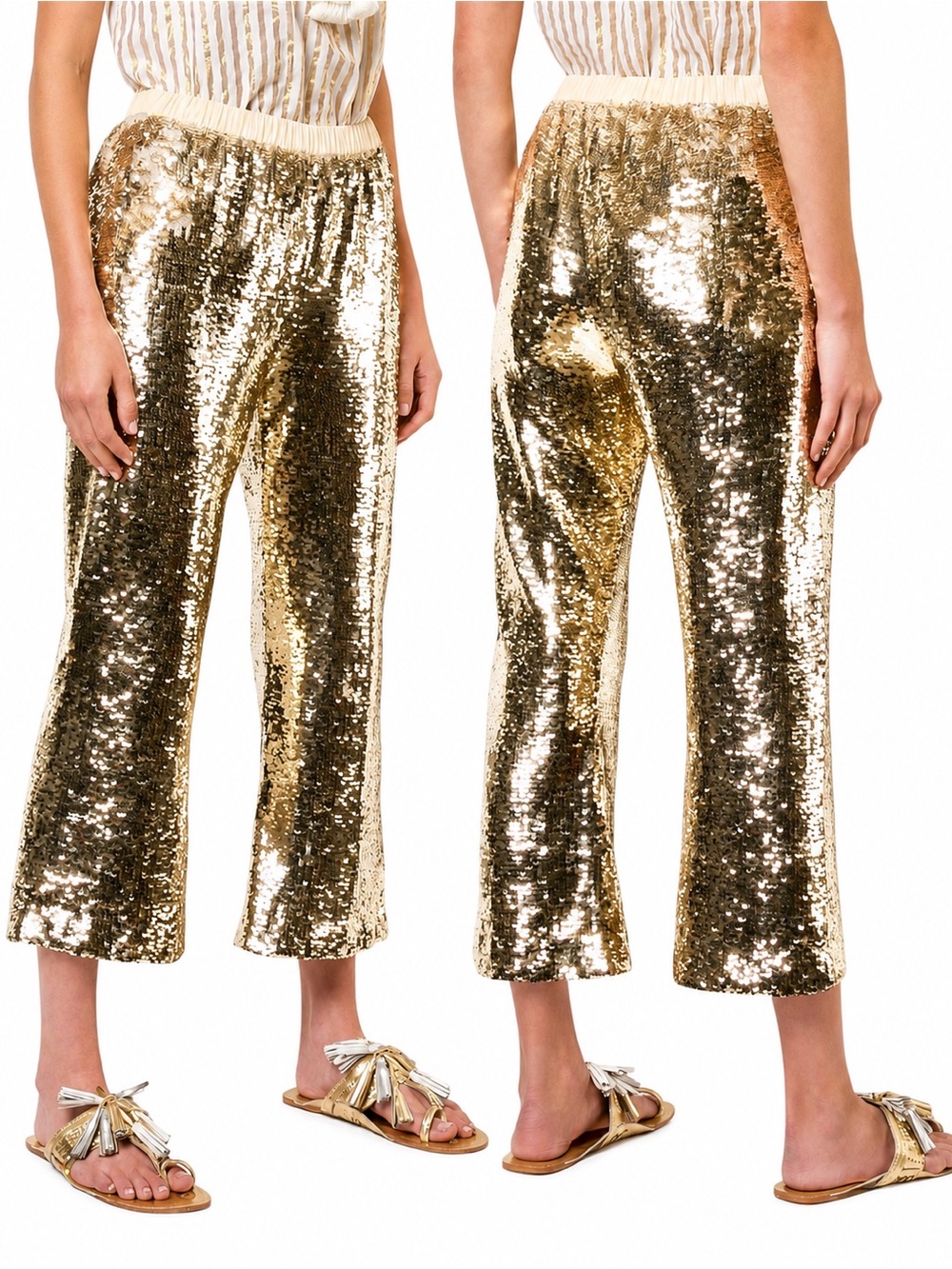 FIGUE VERUSHKA CROPPED SEQUINED TULLE PANTS SZ SMALL - BNWT